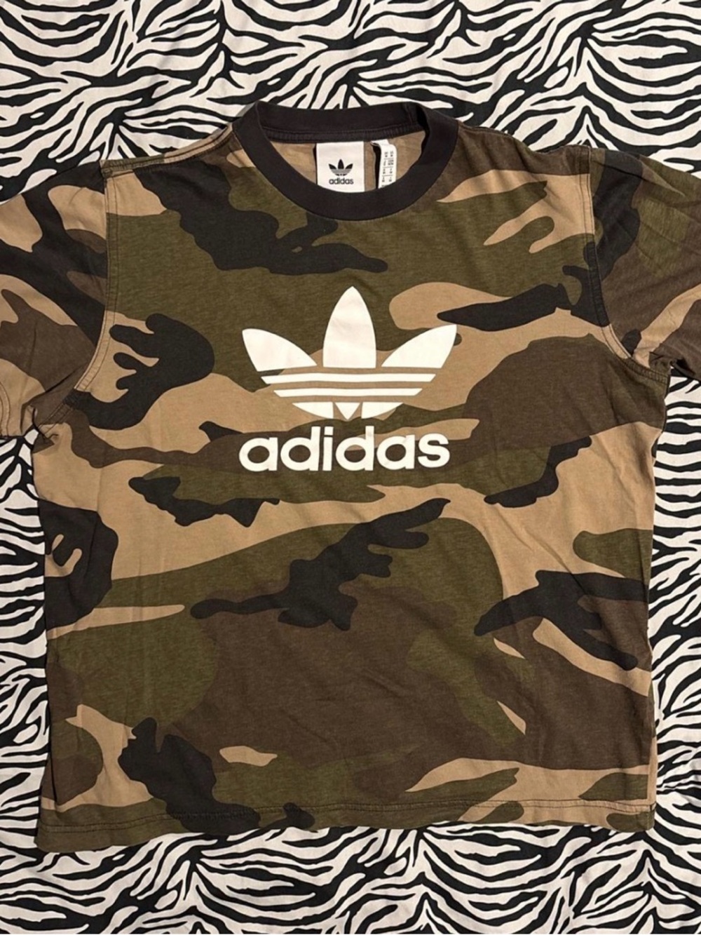 adidas Camo Crewneck Tee in Black and Brown